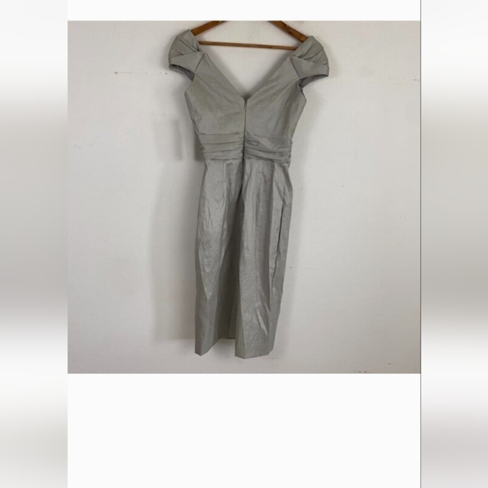 BADGLEY MISCHKA silver off the shoulder dress nwt